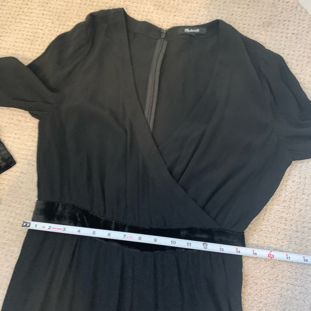 Madewell Black Velvet-Trimmed Jumpsuit Size 6 - Picture 7 of 12